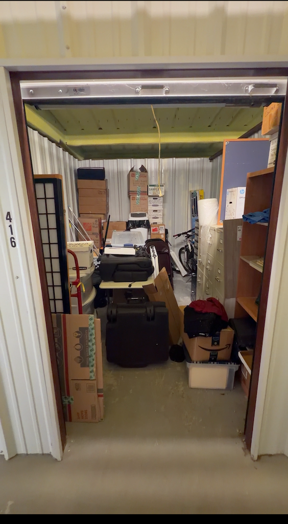 Before โ cluttered storage unit